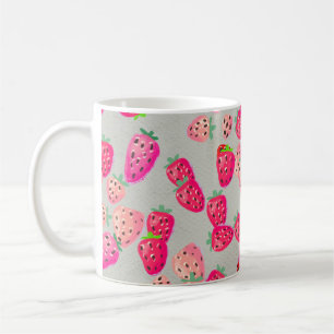 Seamless pattern with ripe strawberry. Hand drawn Coffee Mug