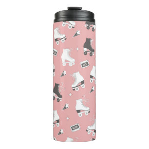 Seamless pattern with roller skates and cassette t thermal tumbler