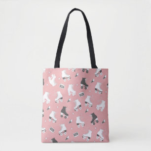 Seamless pattern with roller skates and cassette t tote bag