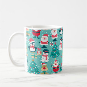 Seamless pattern with Santa Claus, snowman, deer,  Coffee Mug