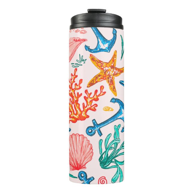 Seamless pattern with sea creatures thermal tumbler (Front)