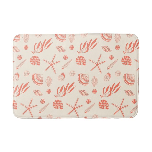 Seamless pattern with sea shells bath mat (Front)