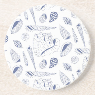 Seamless pattern with sea shells coaster