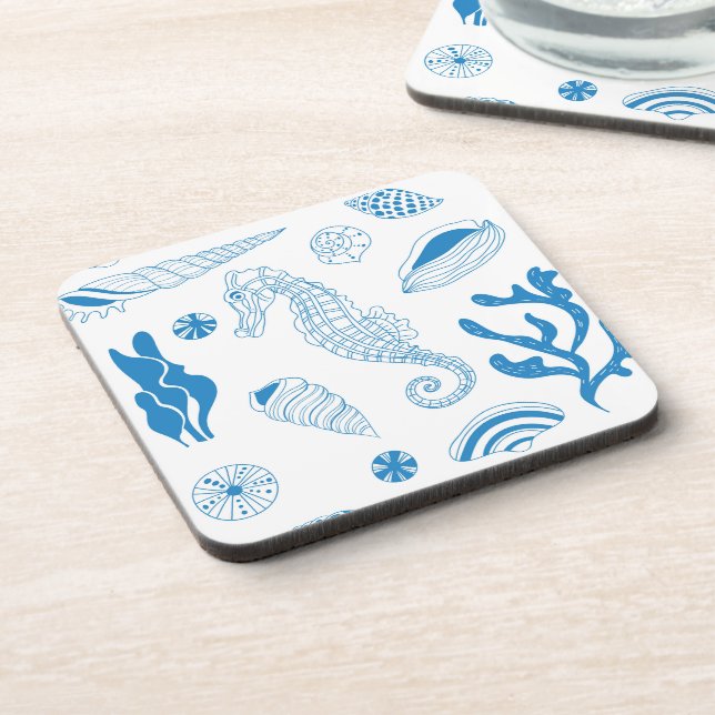 Seamless pattern with sea shells coaster (Left Side)