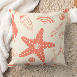 Seamless pattern with sea shells cushion