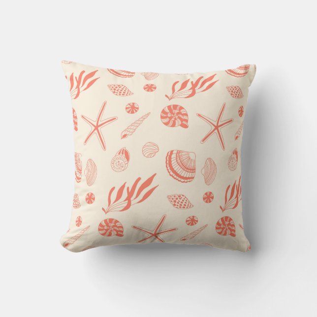 Seamless pattern with sea shells cushion (Front)