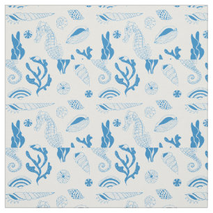 Seamless pattern with sea shells fabric
