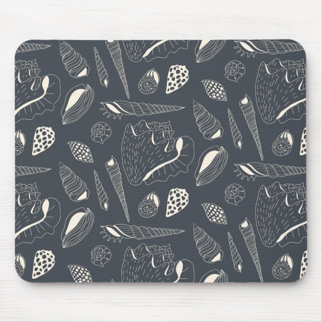 Seamless pattern with sea shells mouse pad (Front)