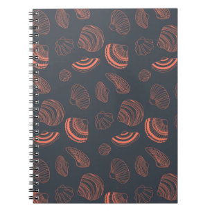 Seamless pattern with sea shells notebook