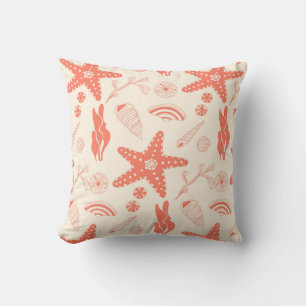 Seamless pattern with sea shells throw pillow