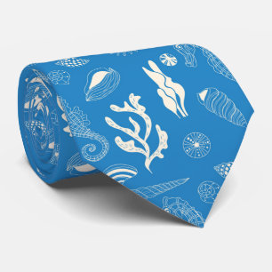 Seamless pattern with sea shells tie