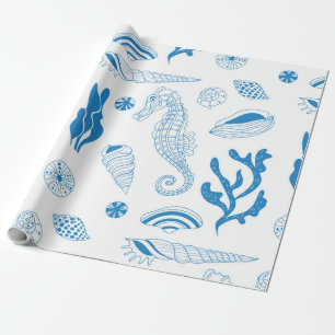Seamless pattern with sea shells wrapping paper