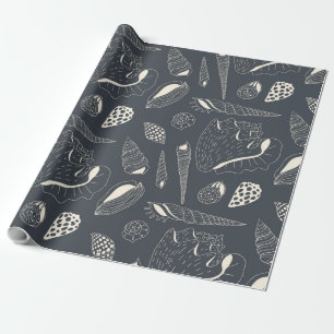 Seamless pattern with sea shells wrapping paper