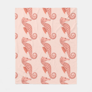 Seamless pattern with seahorse doodle ornament. Pi Fleece Blanket