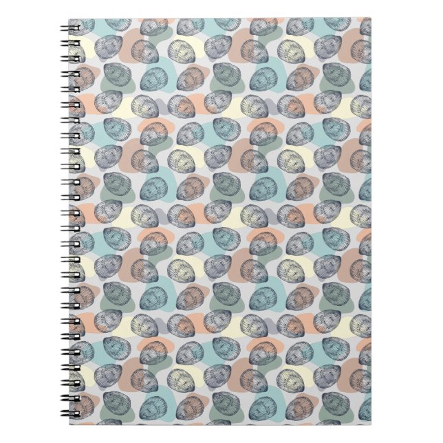 Seamless pattern with seashells clipboard notebook (Front)