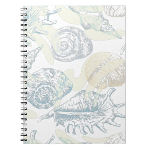 Seamless pattern with seashells notebook