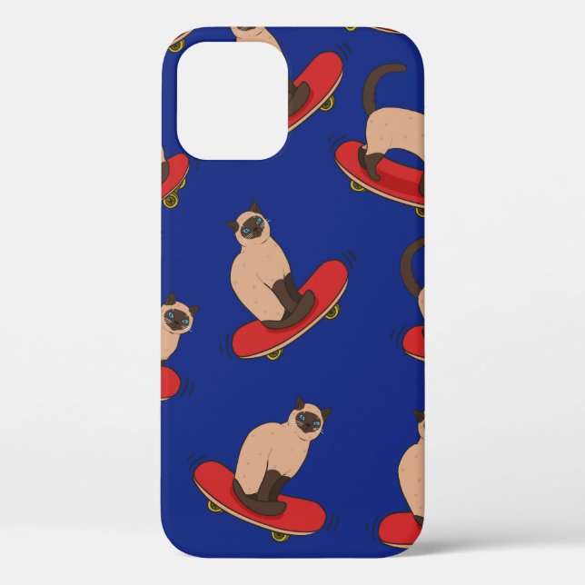 Seamless pattern with siamese cats on skateboards. Case-Mate iPhone case (Back)
