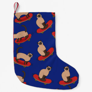 Seamless pattern with siamese cats on skateboards. small christmas stocking