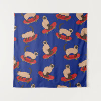 Seamless pattern with siamese cats on skateboards.