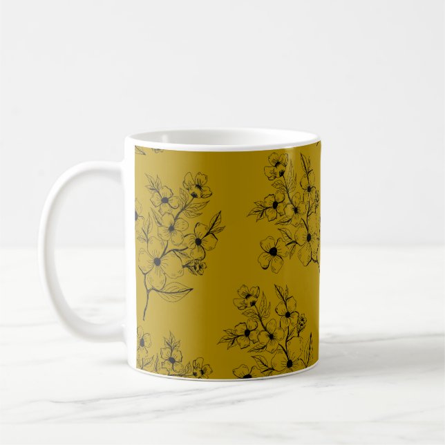 Seamless Pattern with small flowers in liberty sty Coffee Mug (Left)