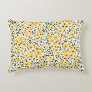 Seamless pattern with small yellow flowers decorative cushion