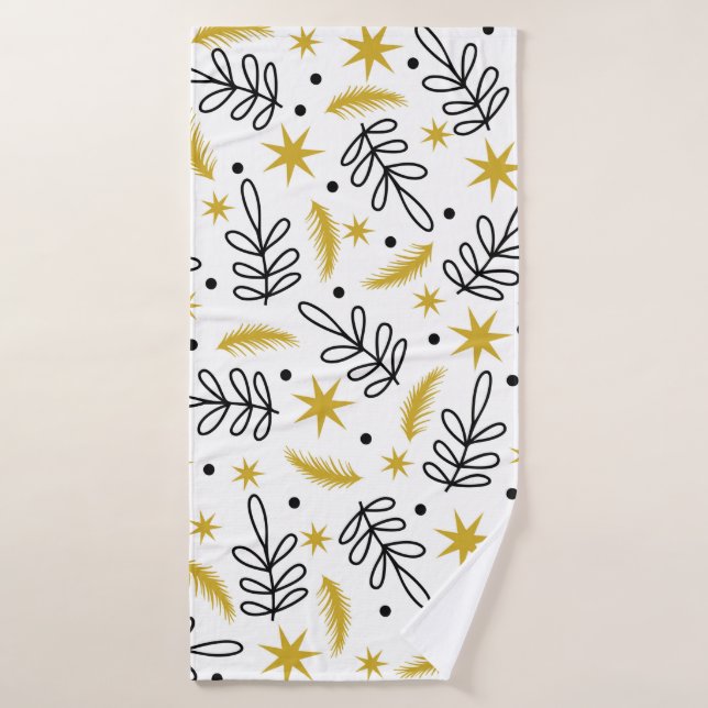 Seamless pattern with snowflakes and fir branches. bath towel (Bath Towel)