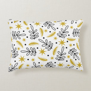 Seamless pattern with snowflakes and fir branches. decorative cushion