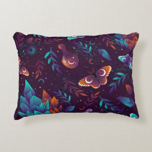 Seamless pattern with space butterfly, crystals, h decorative cushion