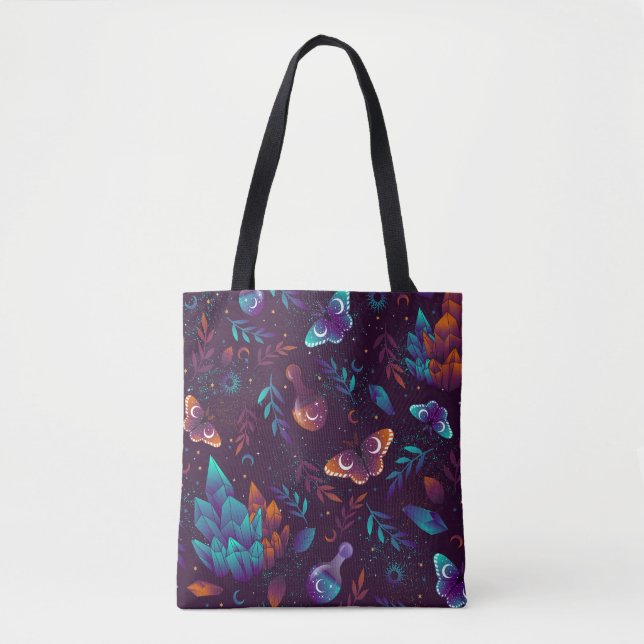 Seamless pattern with space butterfly, crystals, h tote bag (Front)