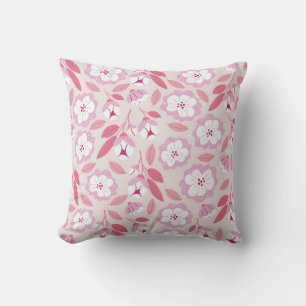 Seamless pattern with spring flowers herbs leaves cushion