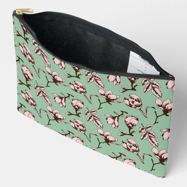 Seamless pattern with spring tree flower buds accessory pouch (Open)