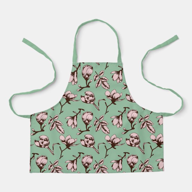 Seamless pattern with spring tree flower buds apron (Front)