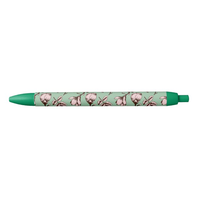 Seamless pattern with spring tree flower buds black ink pen (Front)