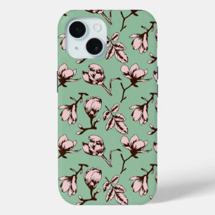 Seamless pattern with spring tree flower buds iPhone 15 case