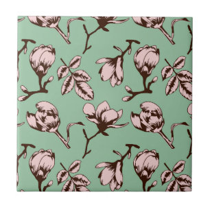 Seamless pattern with spring tree flower buds ceramic tile