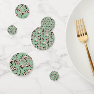 Seamless pattern with spring tree flower buds confetti
