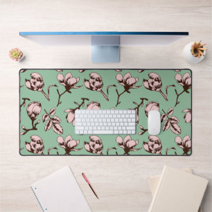 Seamless pattern with spring tree flower buds desk mat