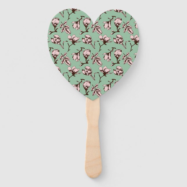 Seamless pattern with spring tree flower buds hand fan (Front)