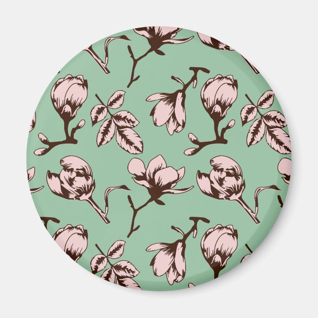 Seamless pattern with spring tree flower buds magnet (Front)