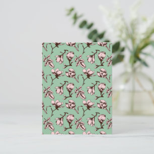 Seamless pattern with spring tree flower buds postcard