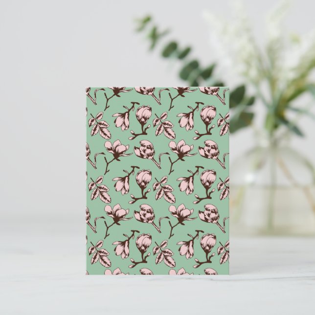 Seamless pattern with spring tree flower buds postcard (Standing Front)