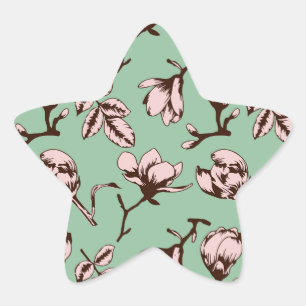 Seamless pattern with spring tree flower buds star sticker
