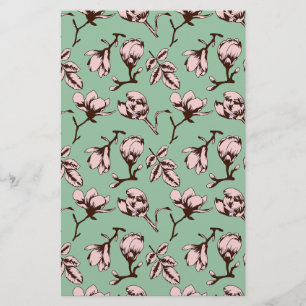 Seamless pattern with spring tree flower buds stationery