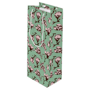 Seamless pattern with spring tree flower buds wine gift bag