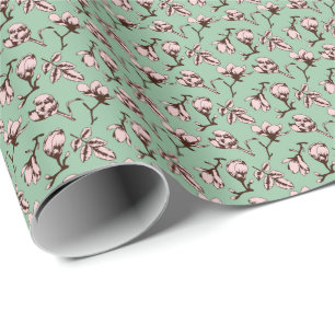 Seamless pattern with spring tree flower buds wrapping paper