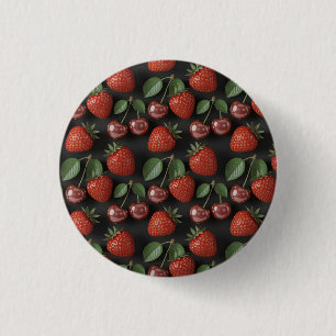Seamless Pattern with Strawberries and Cherries 3 Cm Round Badge