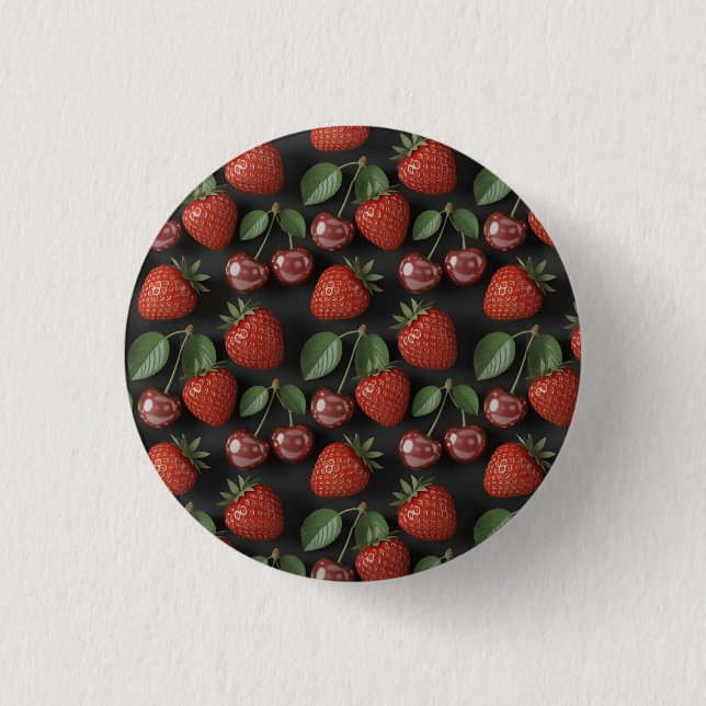 Seamless Pattern with Strawberries and Cherries 3 Cm Round Badge (Front)