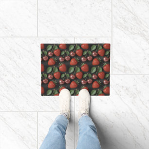 Seamless Pattern with Strawberries and Cherries Doormat