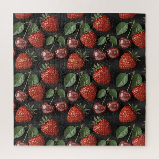 Seamless Pattern with Strawberries and Cherries Jigsaw Puzzle (Vertical)