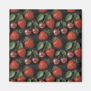 Seamless Pattern with Strawberries and Cherries Magnet